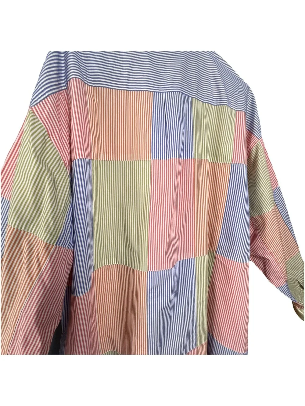 J Crew Patchwork Shirt Mens XXL Multicolor Stripe Button Down Long Sleeve Preppy